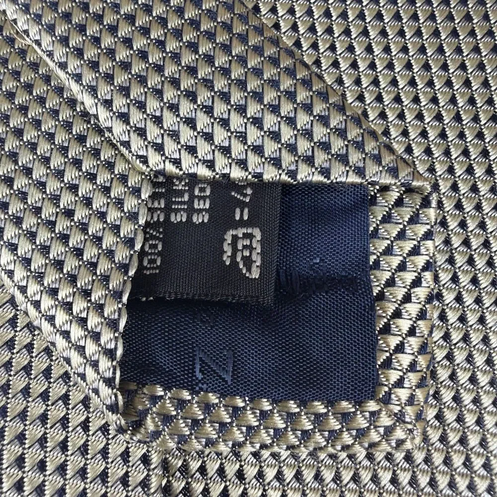 ERMENEGILDO ZEGNA Metallic Gold & Black Woven Silk Tie Made in Italy (Read Desc)